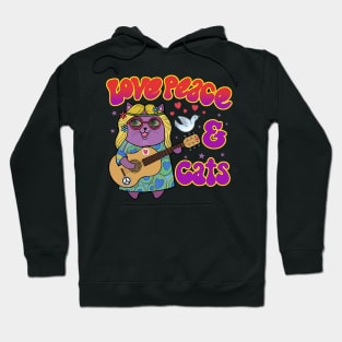 Love Peace And Cats Hoodie